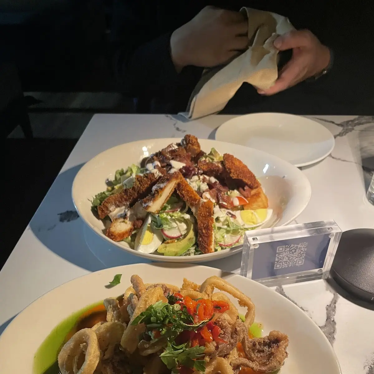 Fried Calamari and Cobb Salad