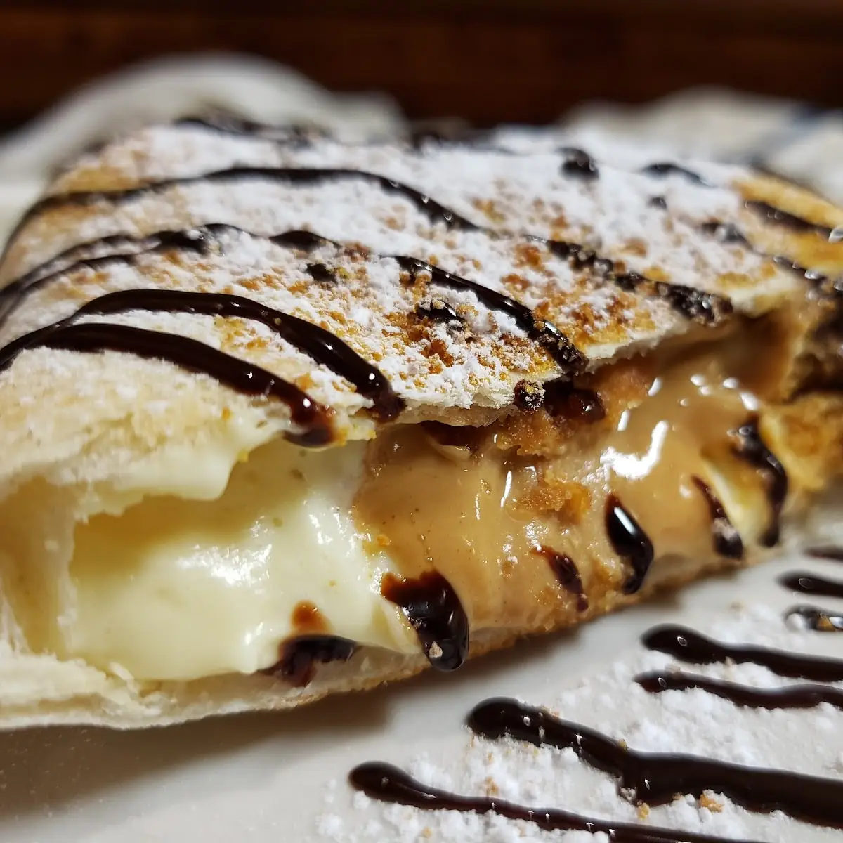 Chocolate Peanut Butter Cheesecake Calzone