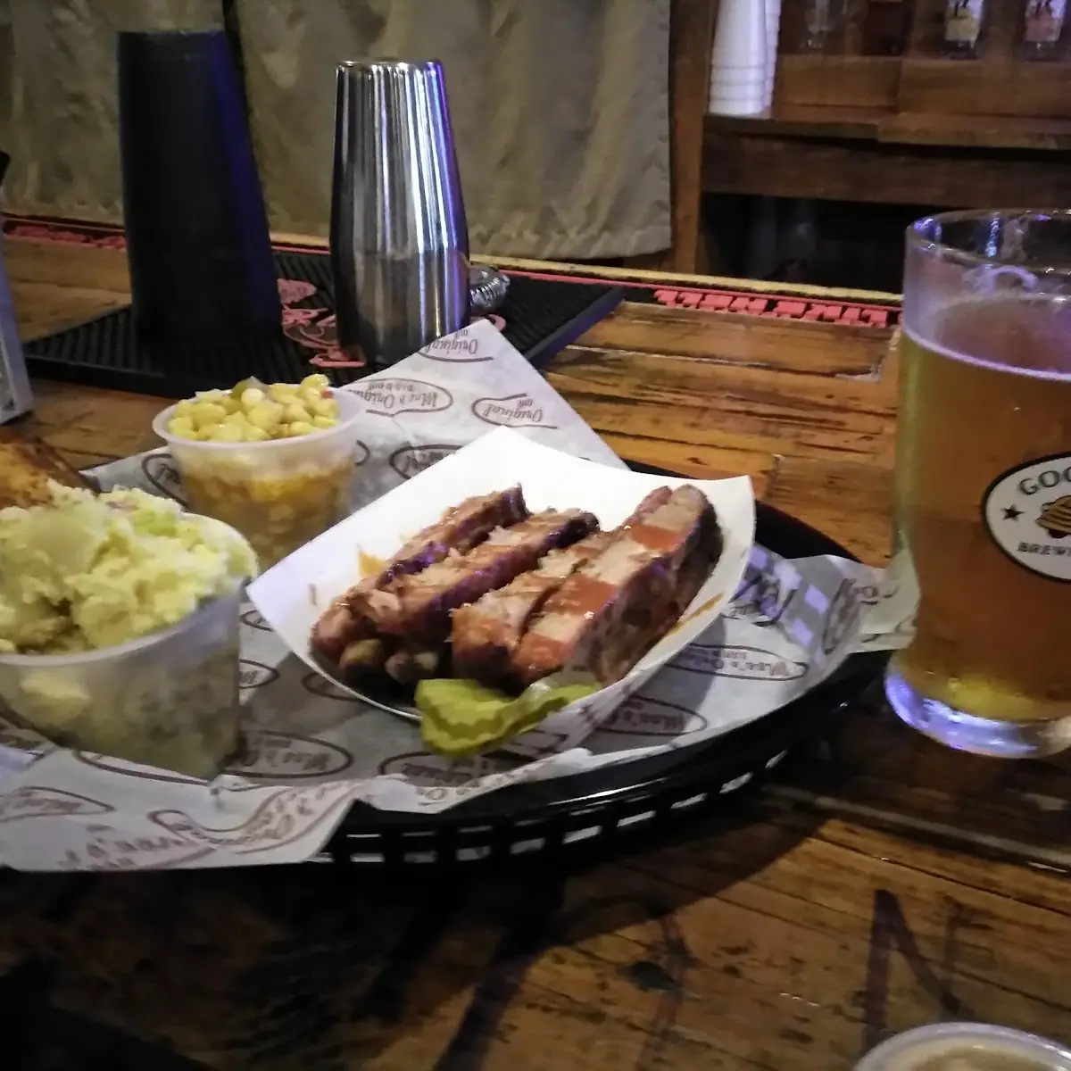 Ribs Mac N Cheese and Potato Salad