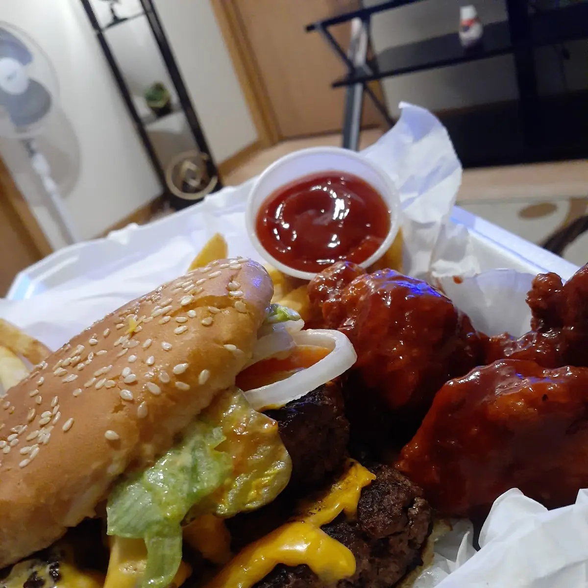 BBQ Wings and Double Cheeseburger Meal
