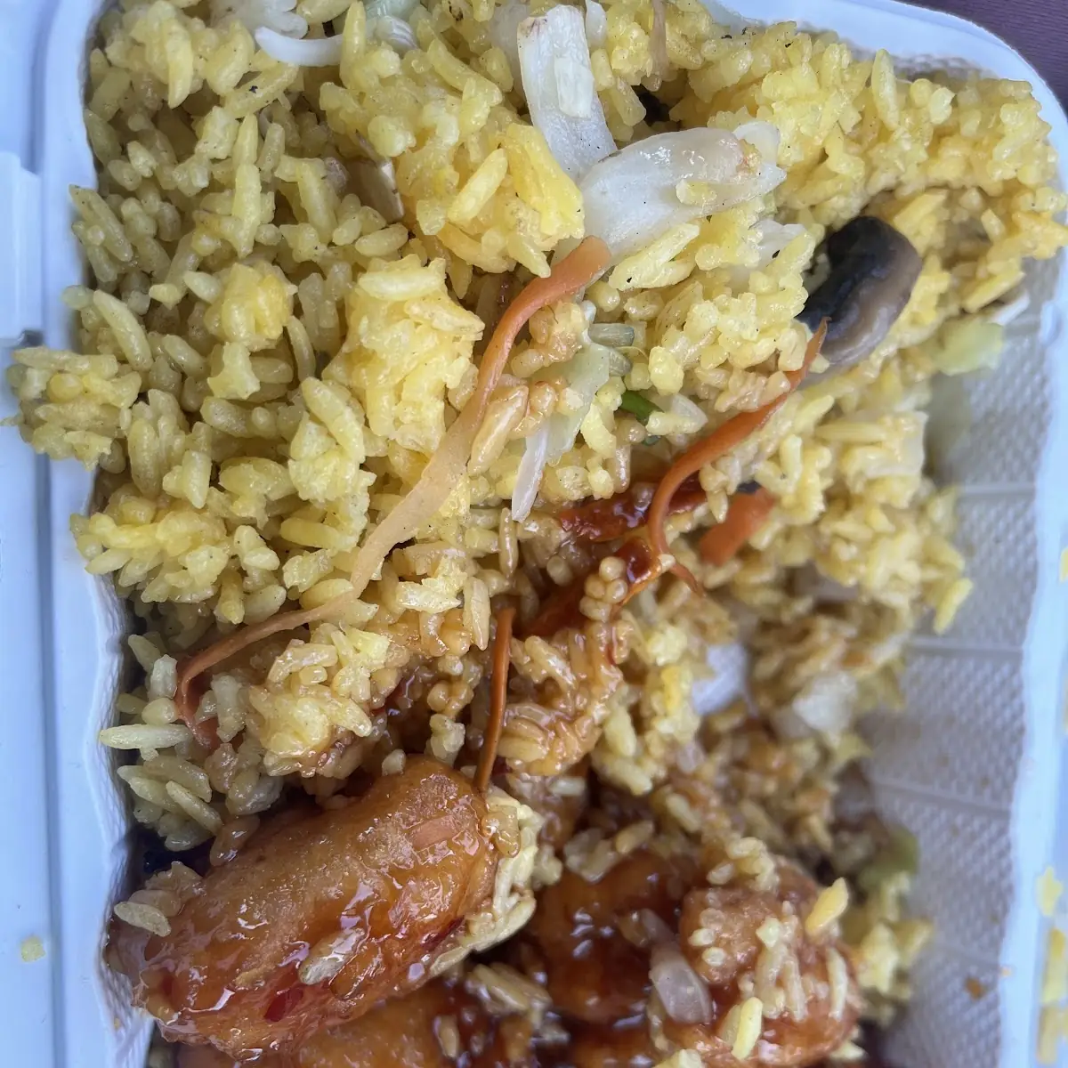 Vegetable Fried Rice Orange Chicken Lunch
