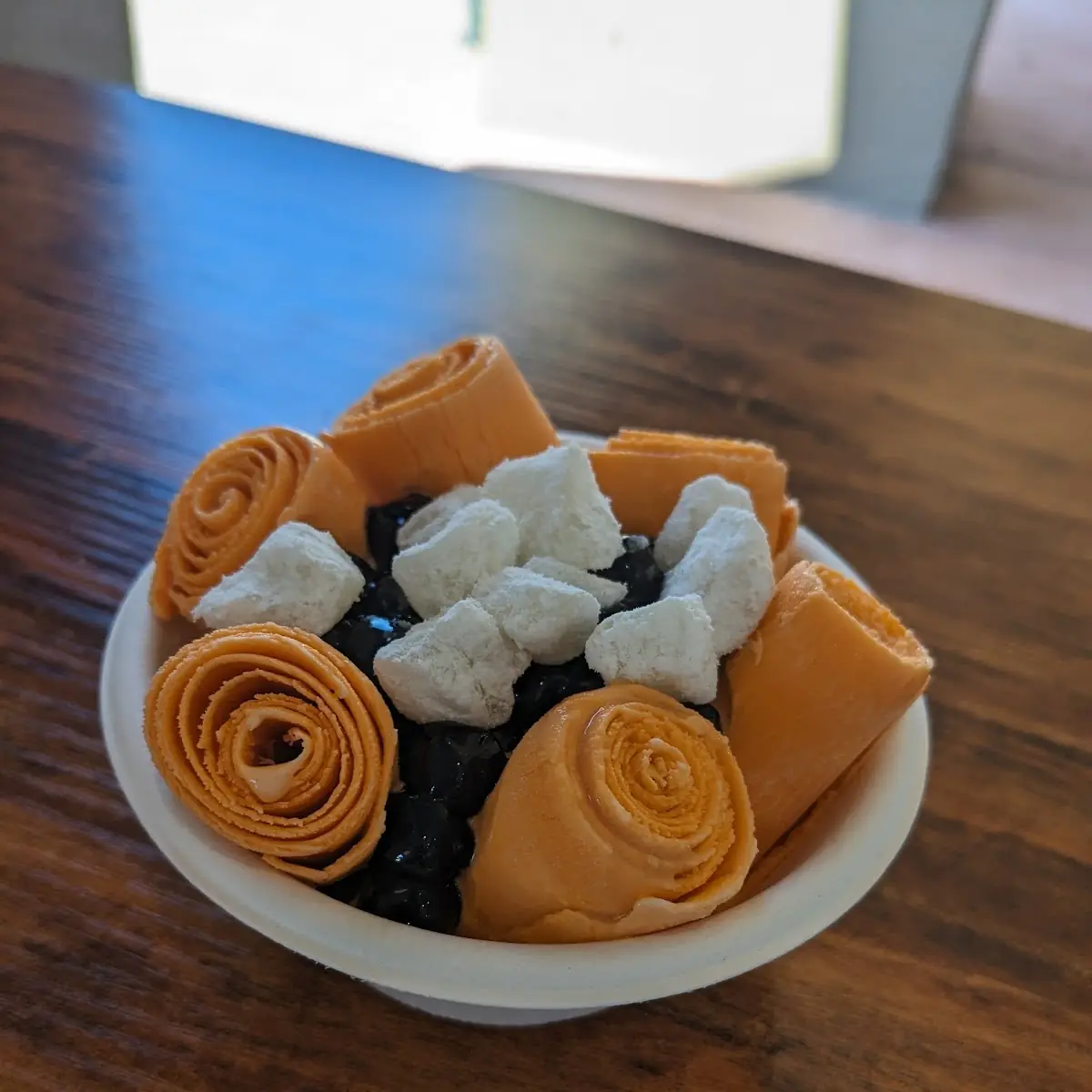 Thai Tea with Boba and Mochi Toppings