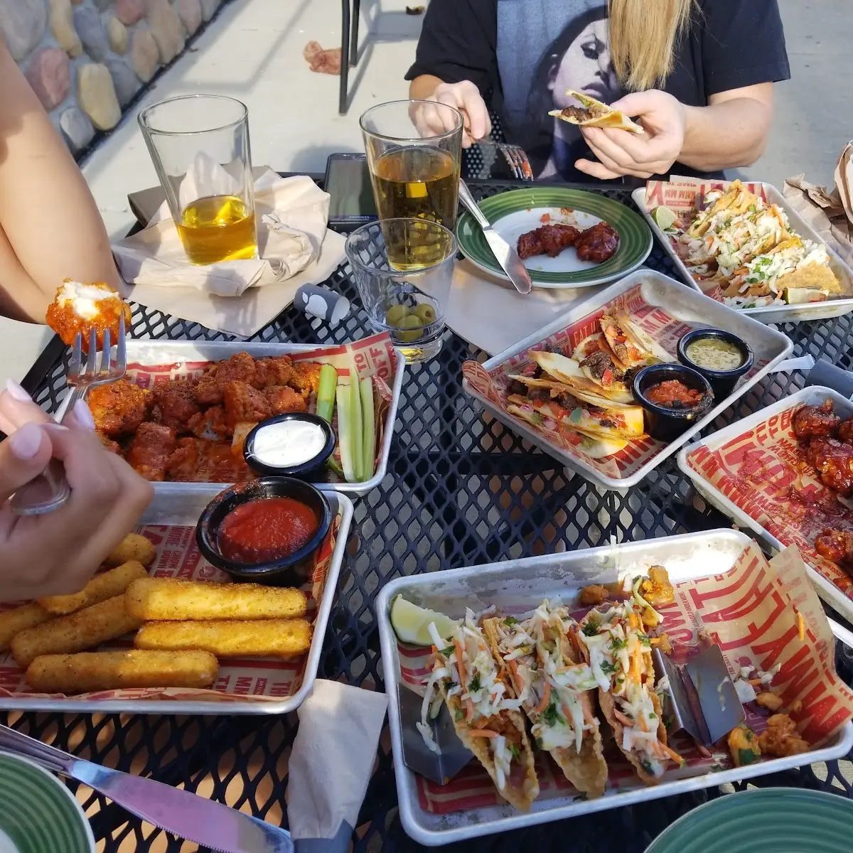 Mozzarella Sticks Thai Tacos Buffalo Wings