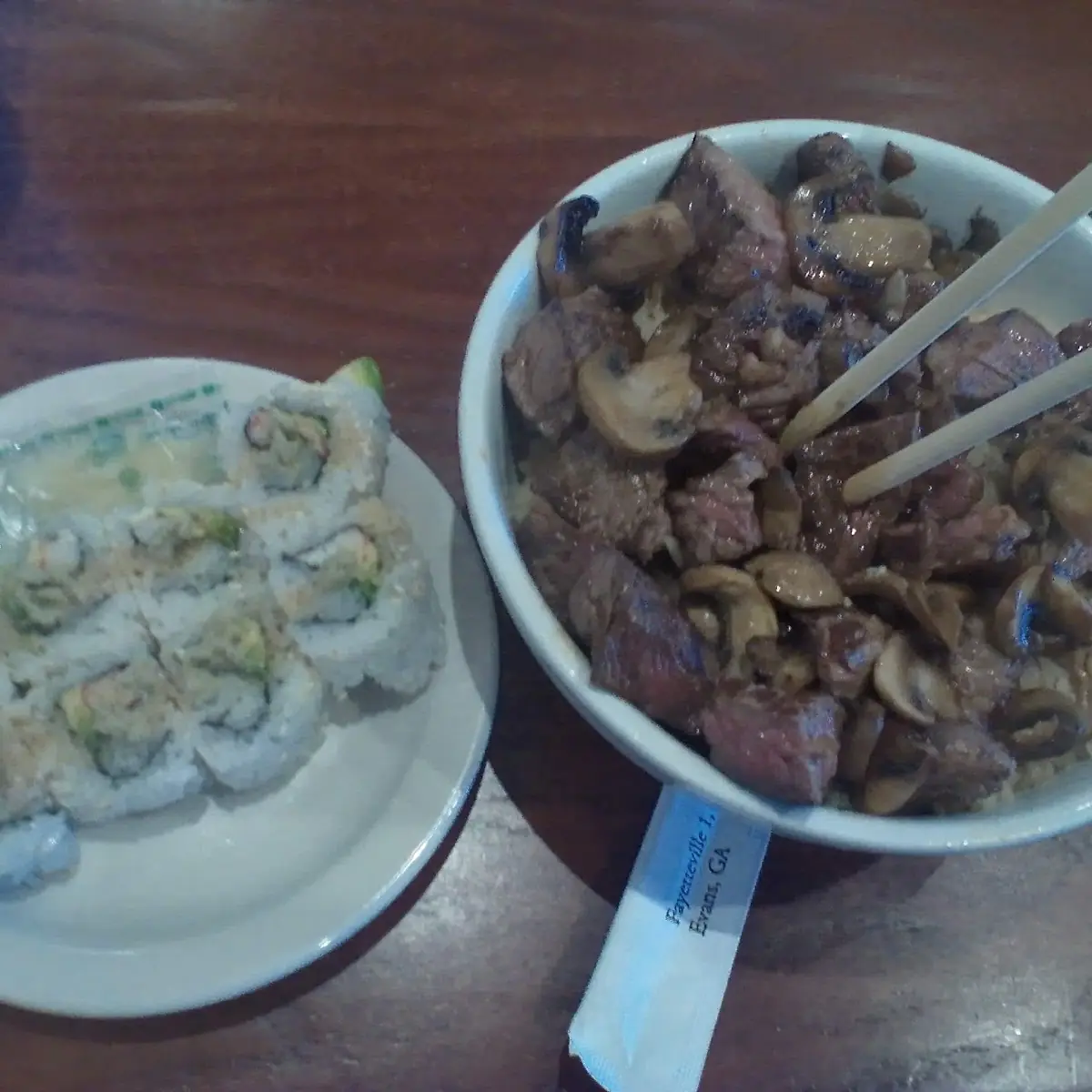 California Roll and Steak Bowl