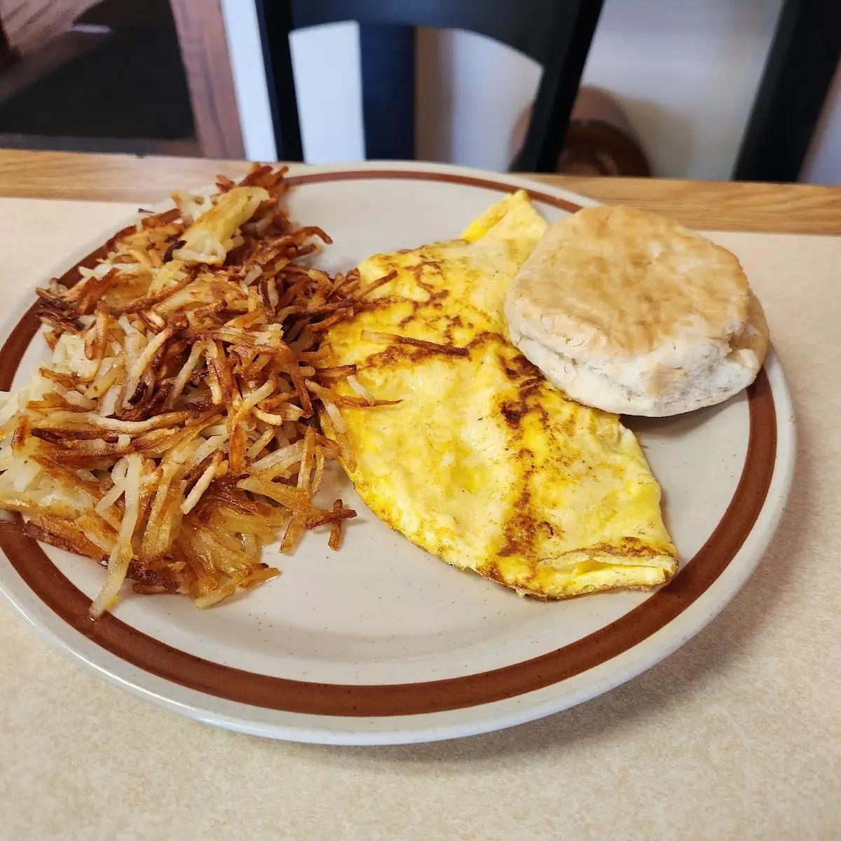 Cheese Omelette with Hash Browns