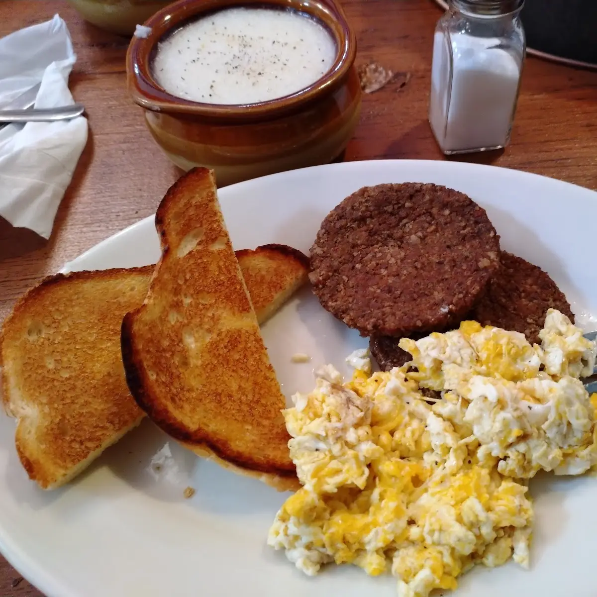 Scrambled Eggs and Sausage Patty