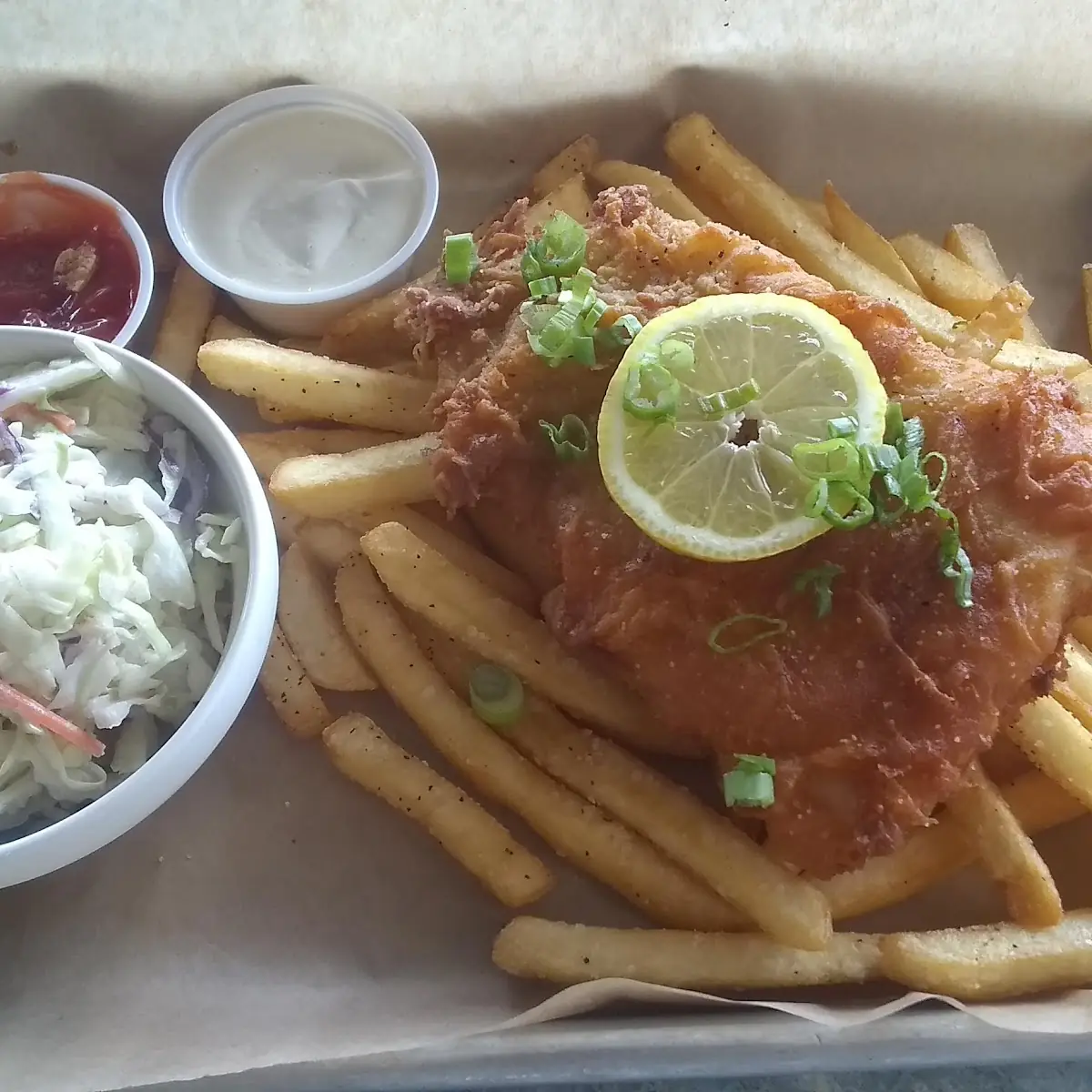 Hand Cut Tempura Beer Battered Fish and Chips