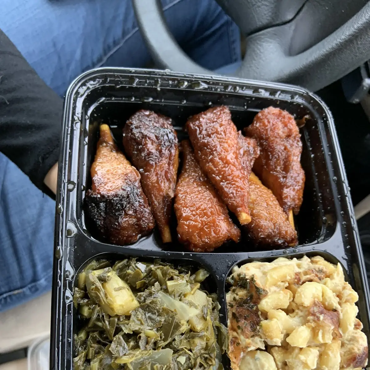 Chicken Filet Mac and Cheese Kale Greens