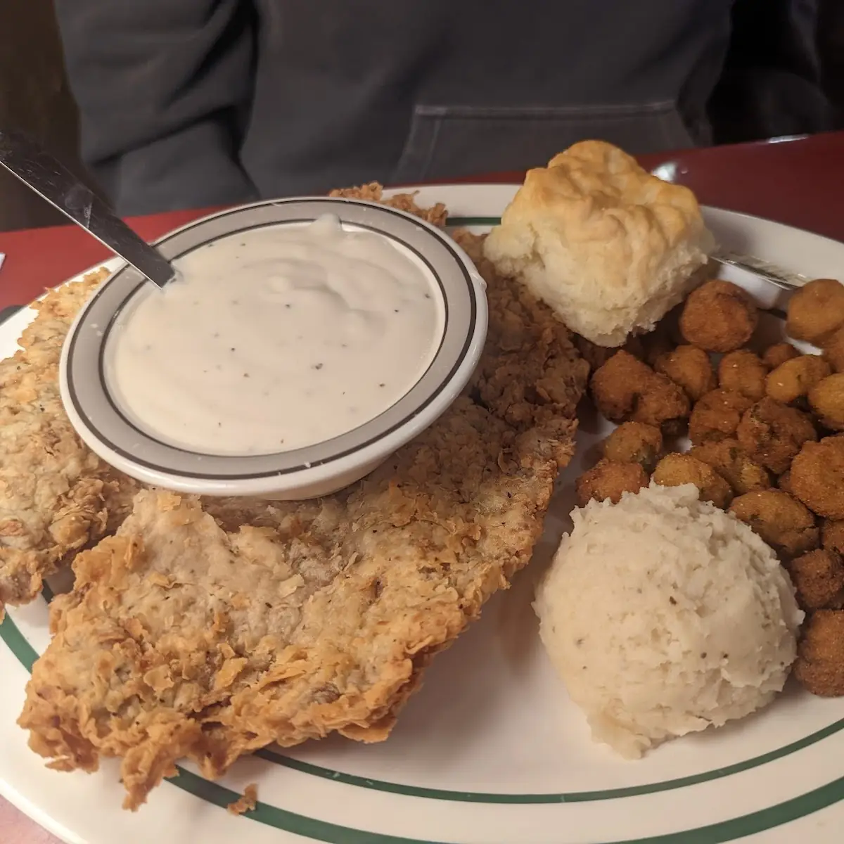 Large Chicken Fried Steak Dinner and Fried Catfish