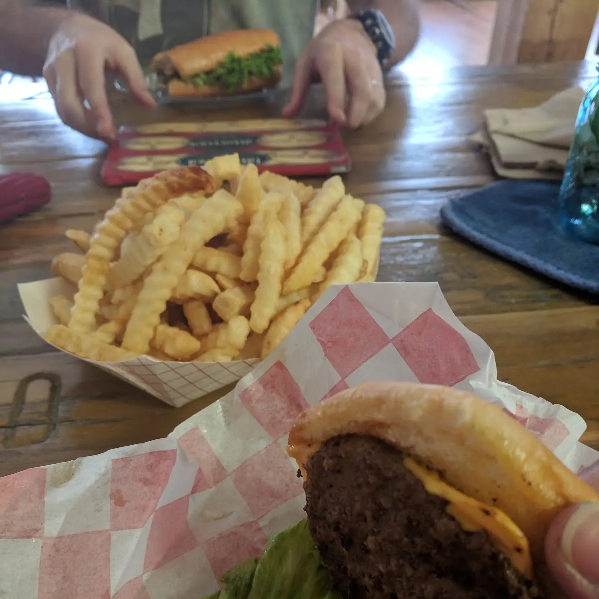 Cheese Burger and Crinkle Fries