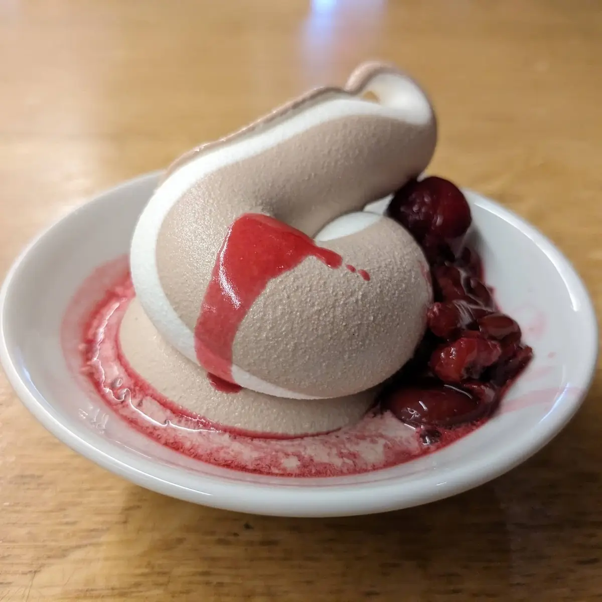 Soft Serve Ice Cream with Frozen Cherries