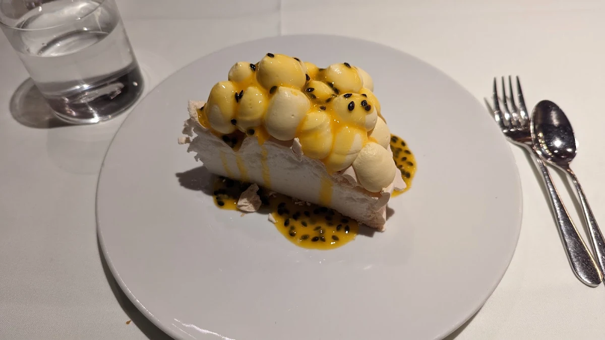 Pavlova with Passion Fruit Topping