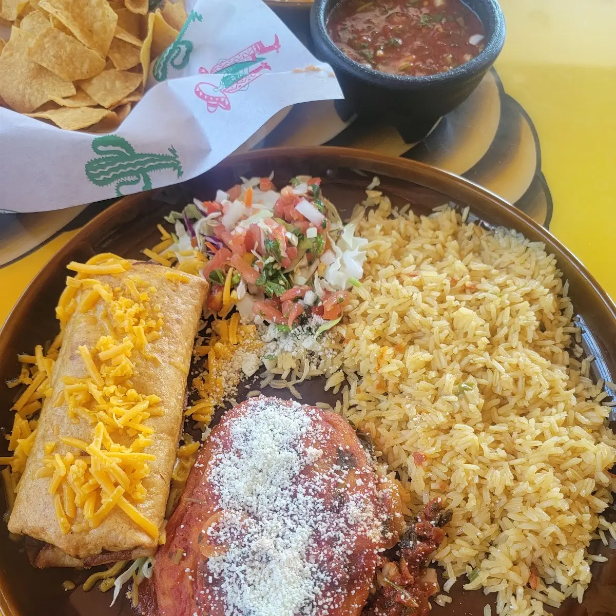 Refried Beans with Rice Plate