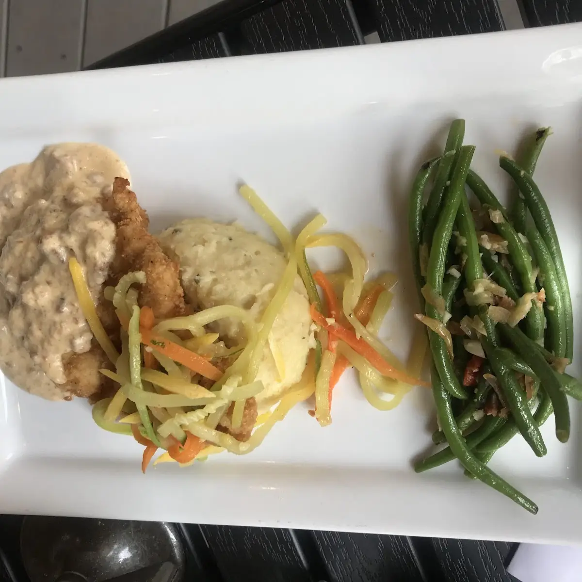 Mashed Potatoes Green Beans and Gravy
