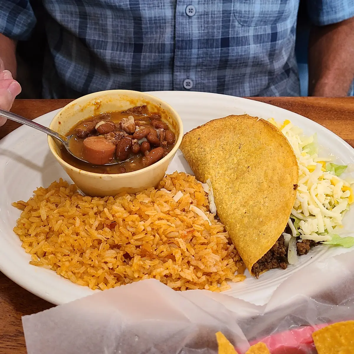 Taco Plate th Rice & Beans