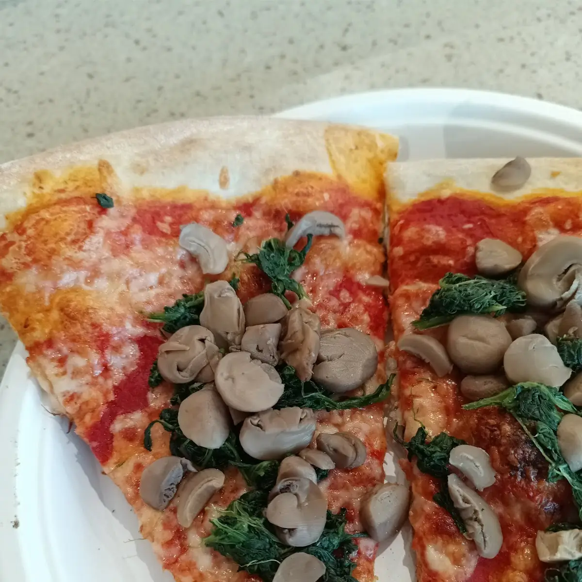 Spinach and Mushroom Pizza Slice