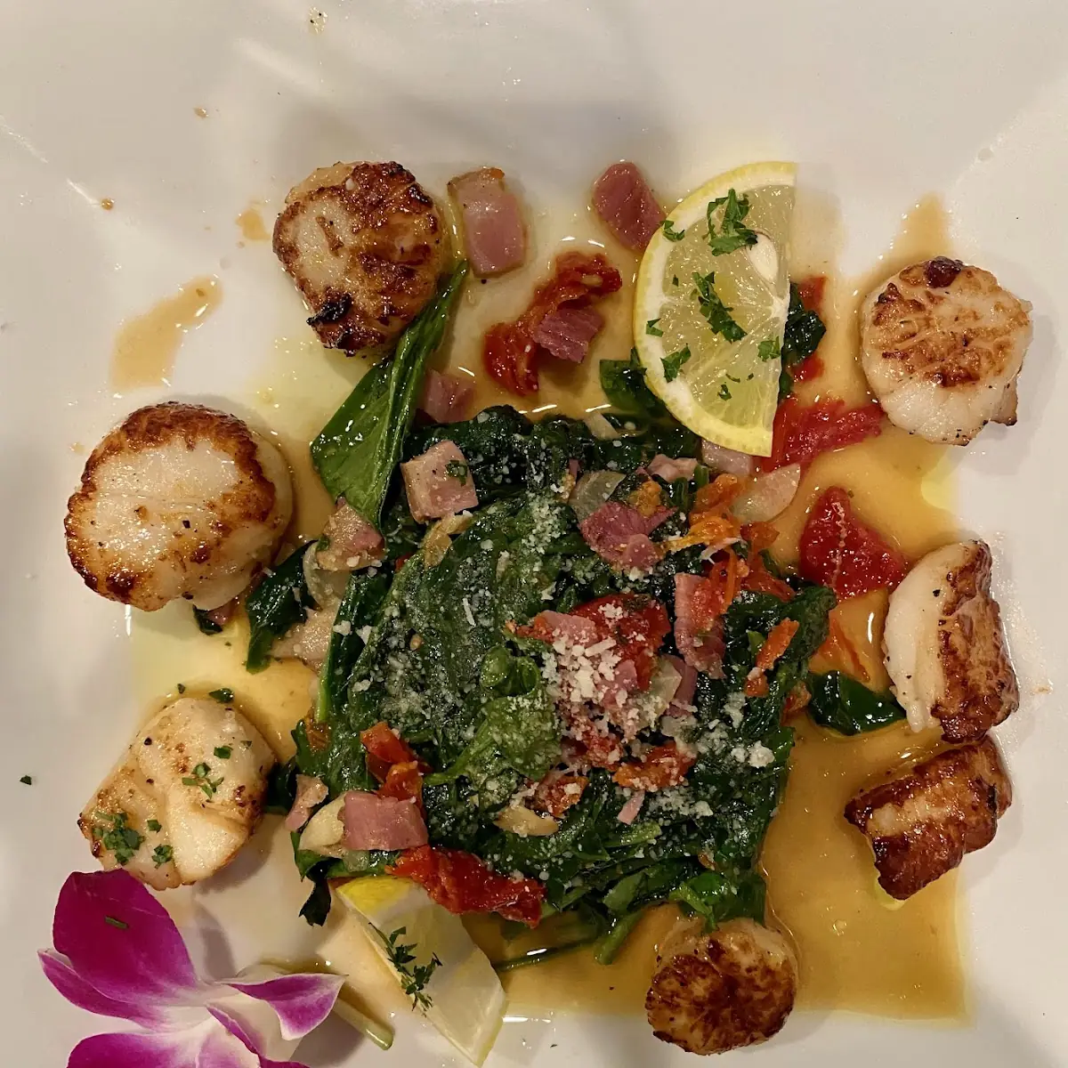 Pan Seared Scallops over Broccoli Rabe