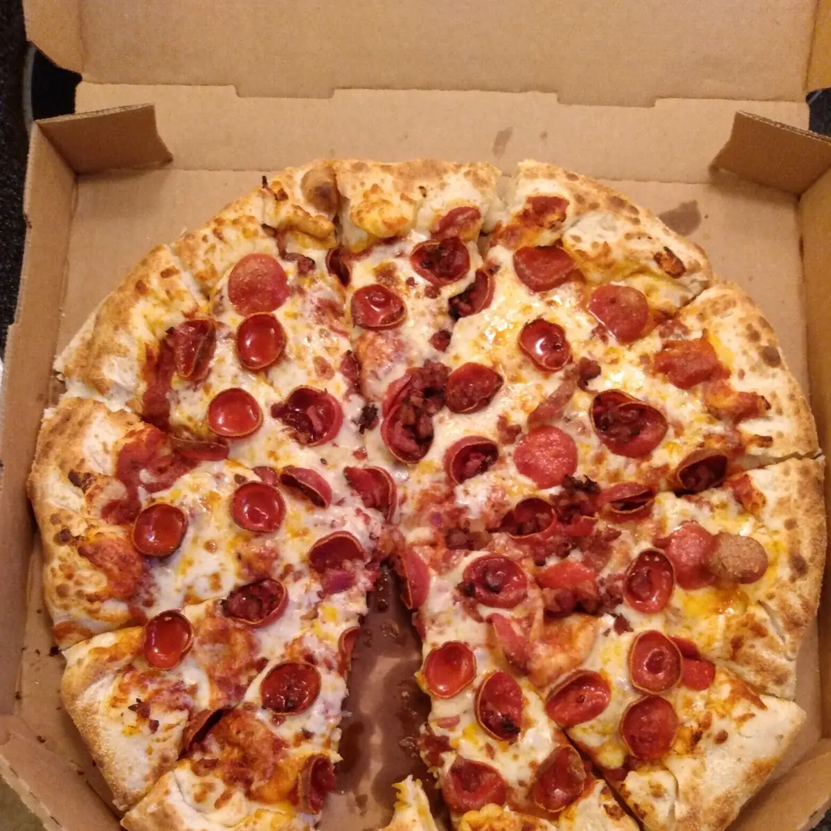 Stuffed Crust Pepperoni and Bacon Pizza