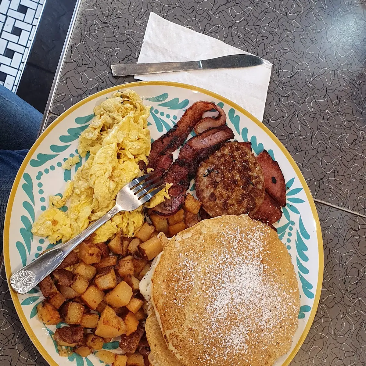 Breakfast Sampler Platter with Pancakes