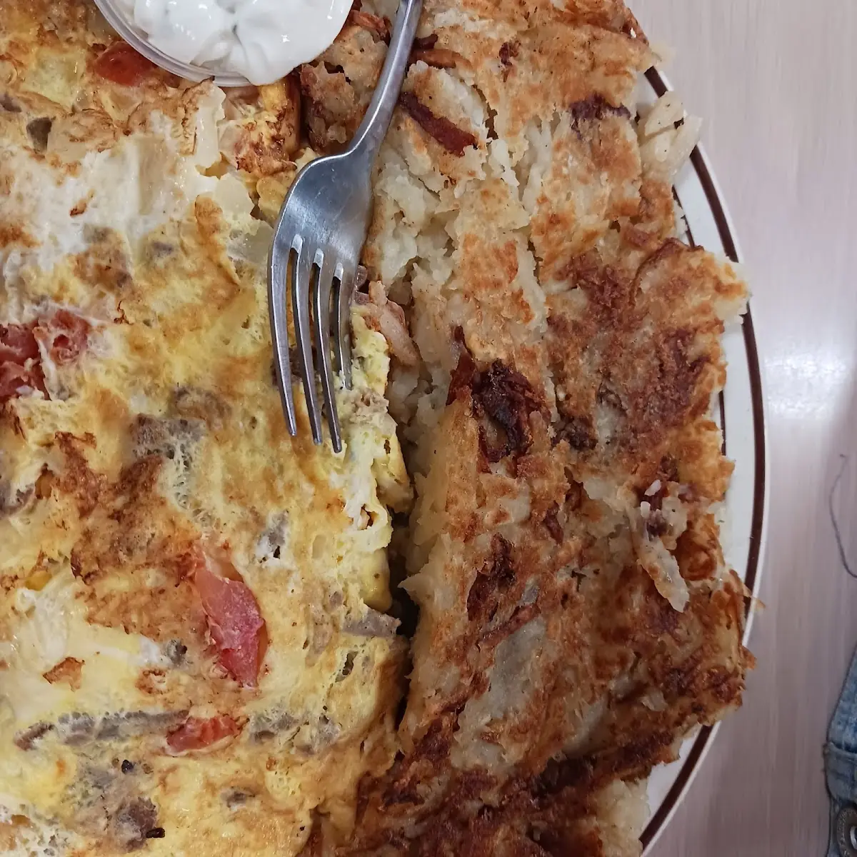 Hash Browns and Gyro Omelette
