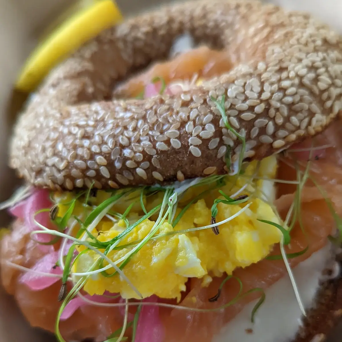 Lox on a Sesame Seed Bialy