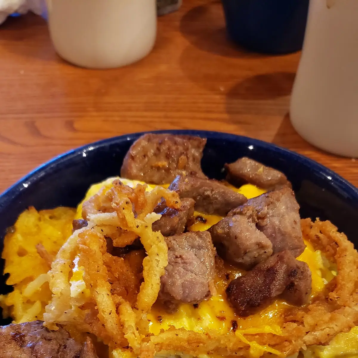 Steak Tips and Fried Onion Rings
