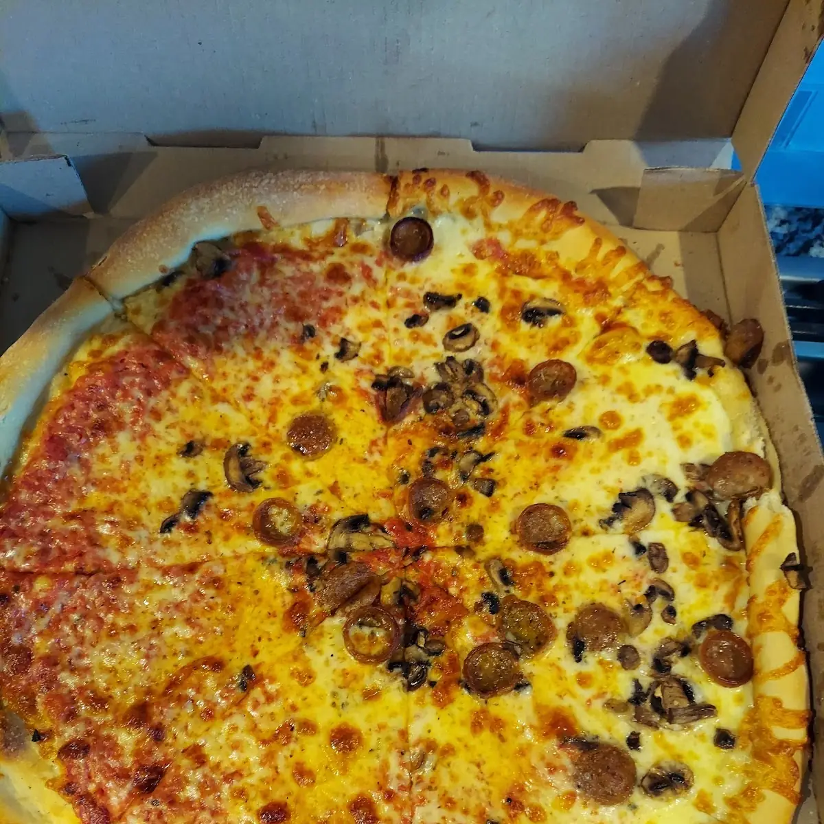Sausage Mushroom Olive Pizza Pathetic