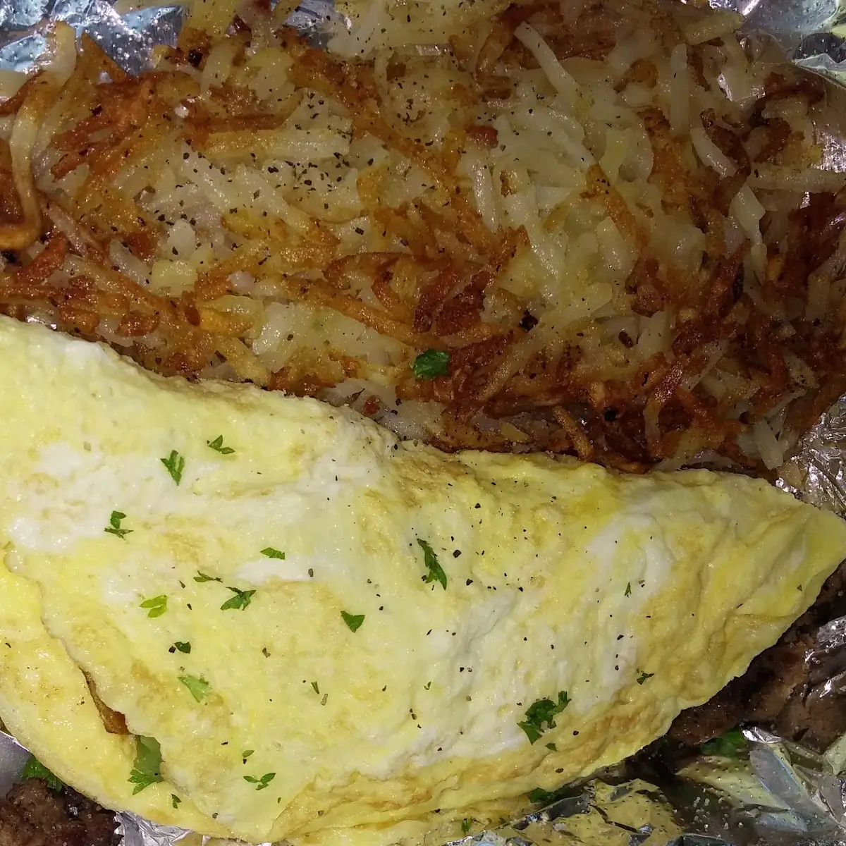 Hash Browns and Omelette