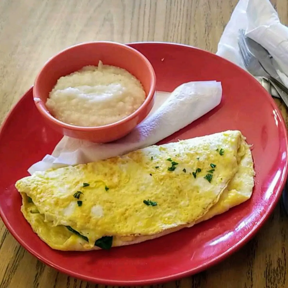 Veggie Omelette Grits House Coffee
