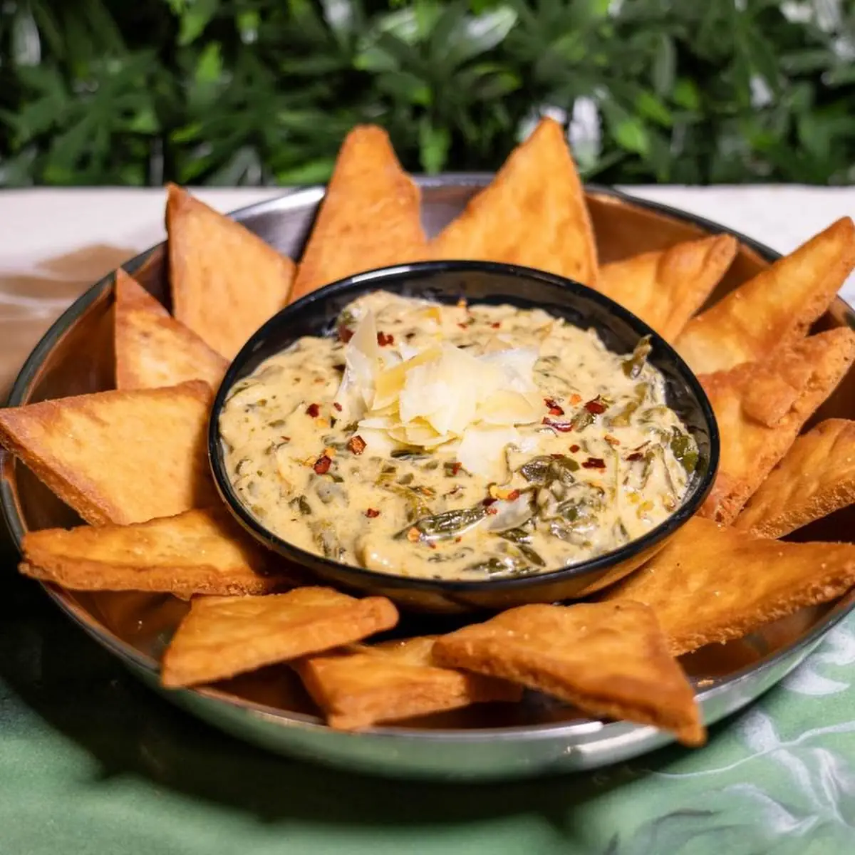 Collard Greens Dip w Pita Chips