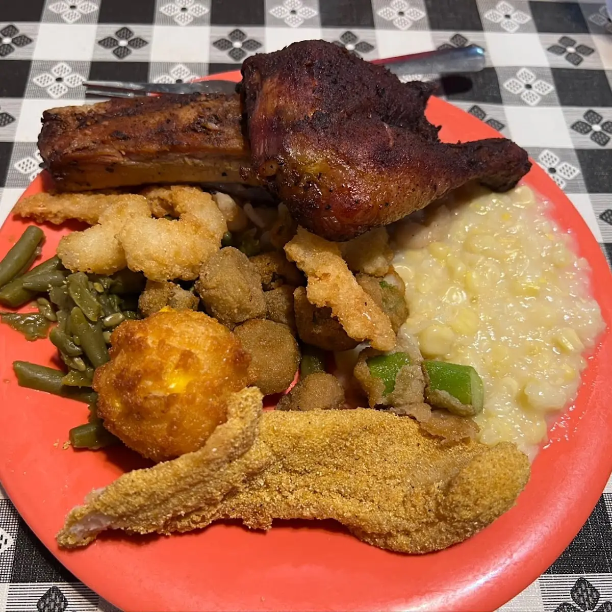 From Buffet Fish Great Beans Blackeyed Peas Mac N Cheese
