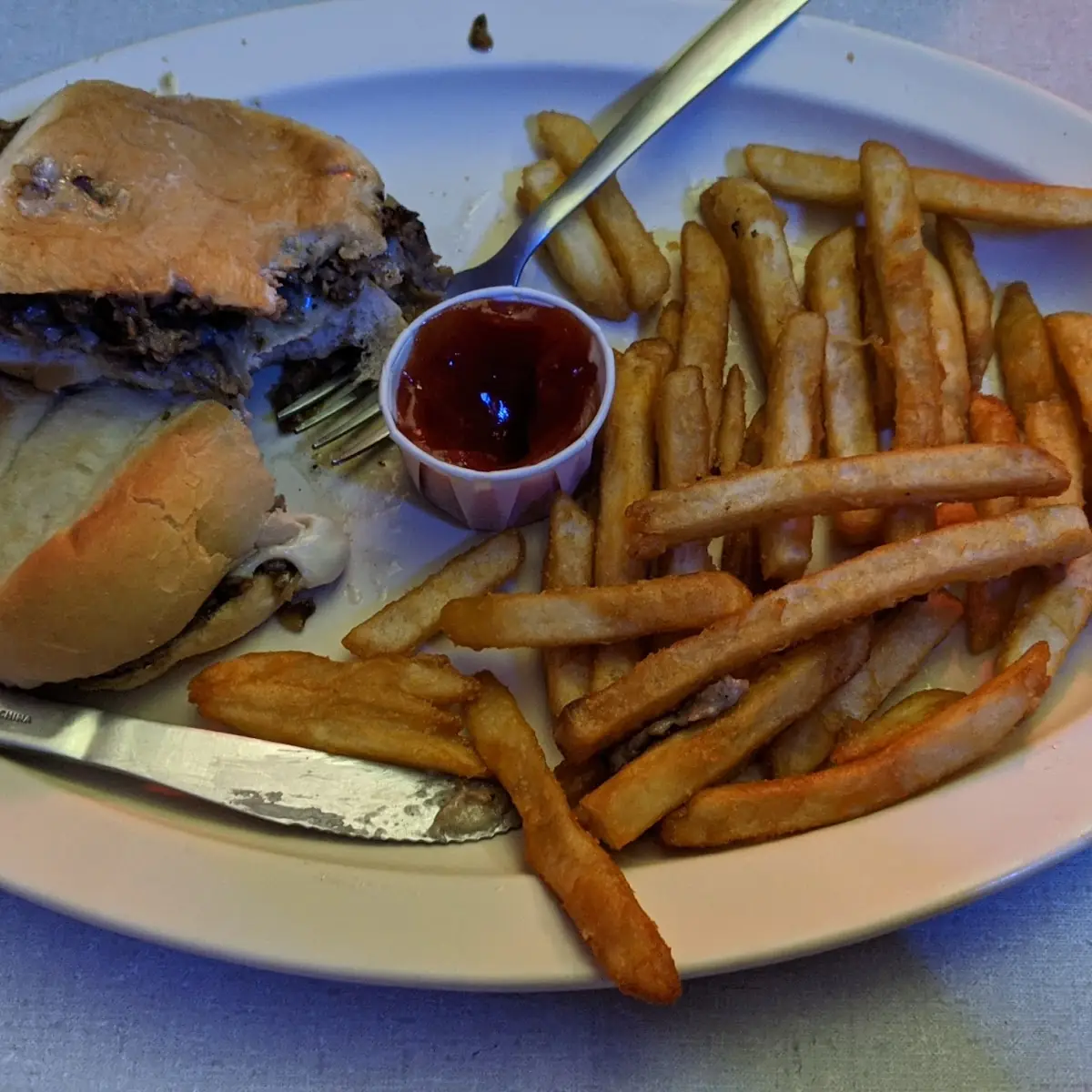 Philly Cheese Steak Sandwich with Fries