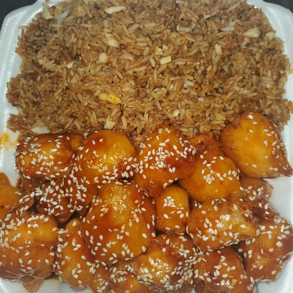 Sesame Chicken with Fried Rice