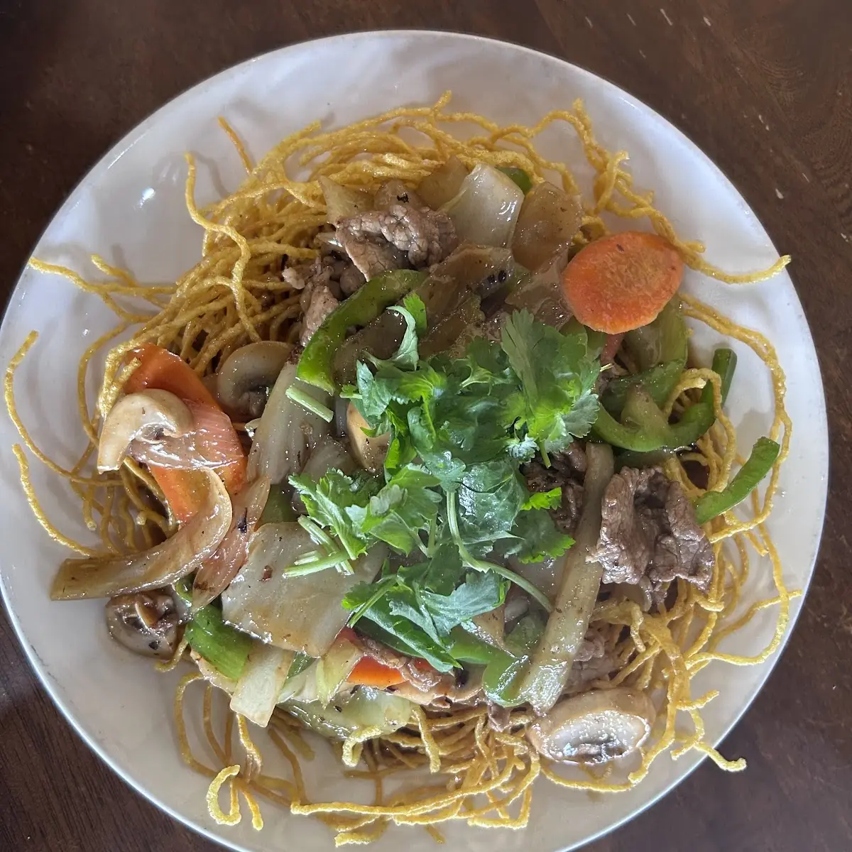 Fry Crispy Noodle Beef MI Xao Gion Bo