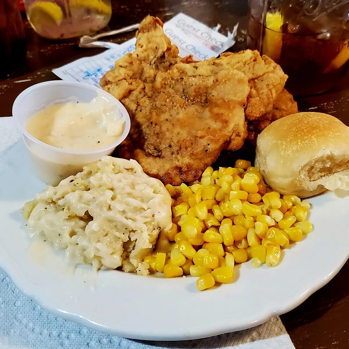 Chicken Fried Chicken Mashed Potatoes & Corn