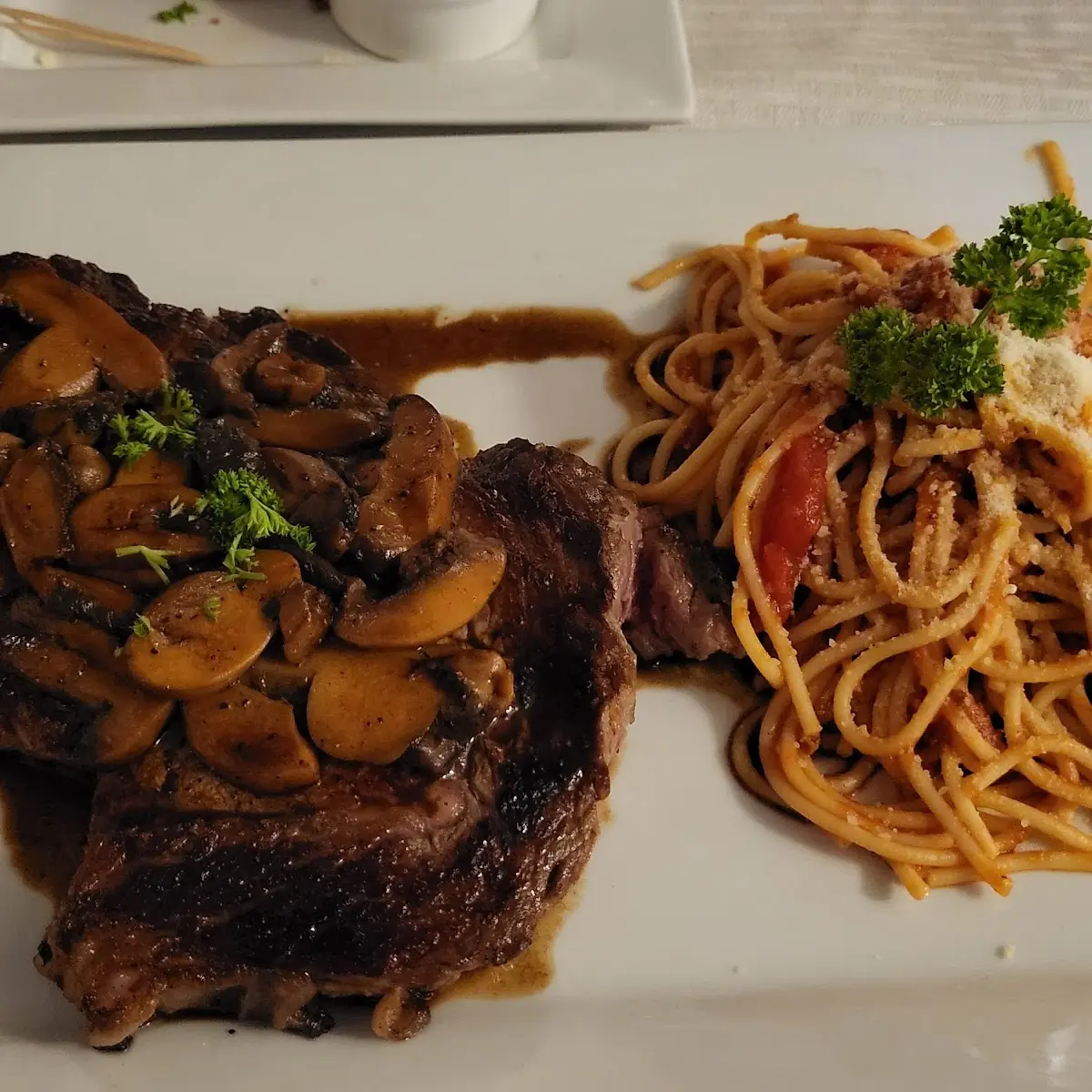 Ribeye Steak and Spaghetti