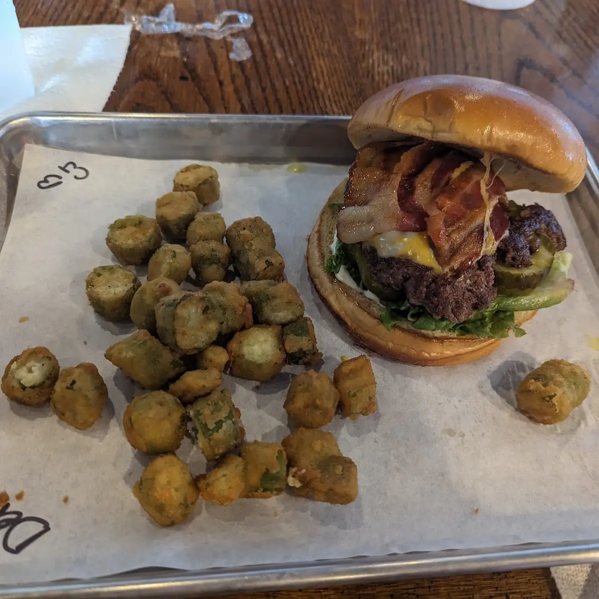 Bacon Cheeseburger and Okra