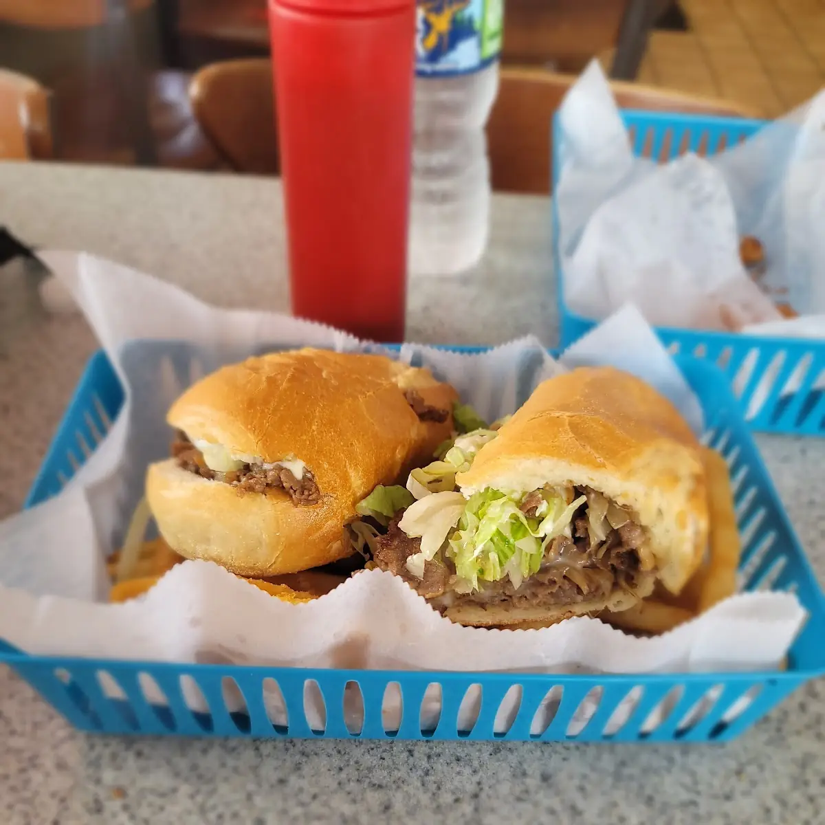 Cheese Steak Sandwich and Fries