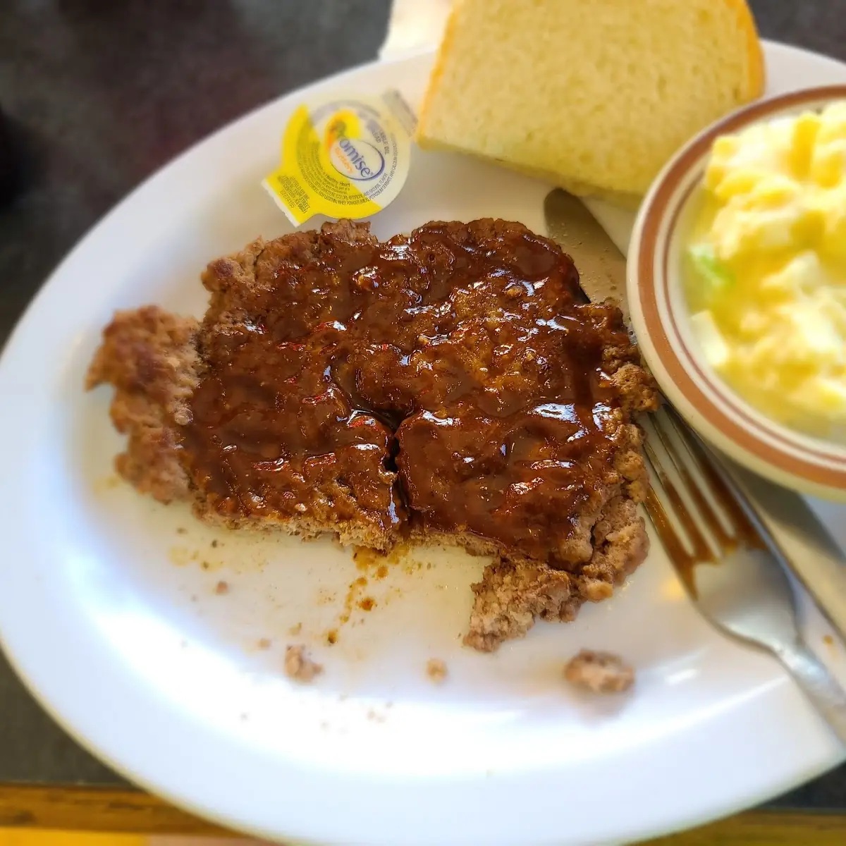 Chopped Beef Steak with Potato Salad