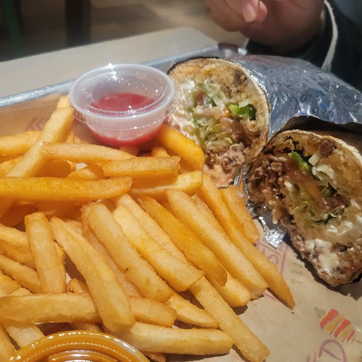Chicken Burrito with Fries
