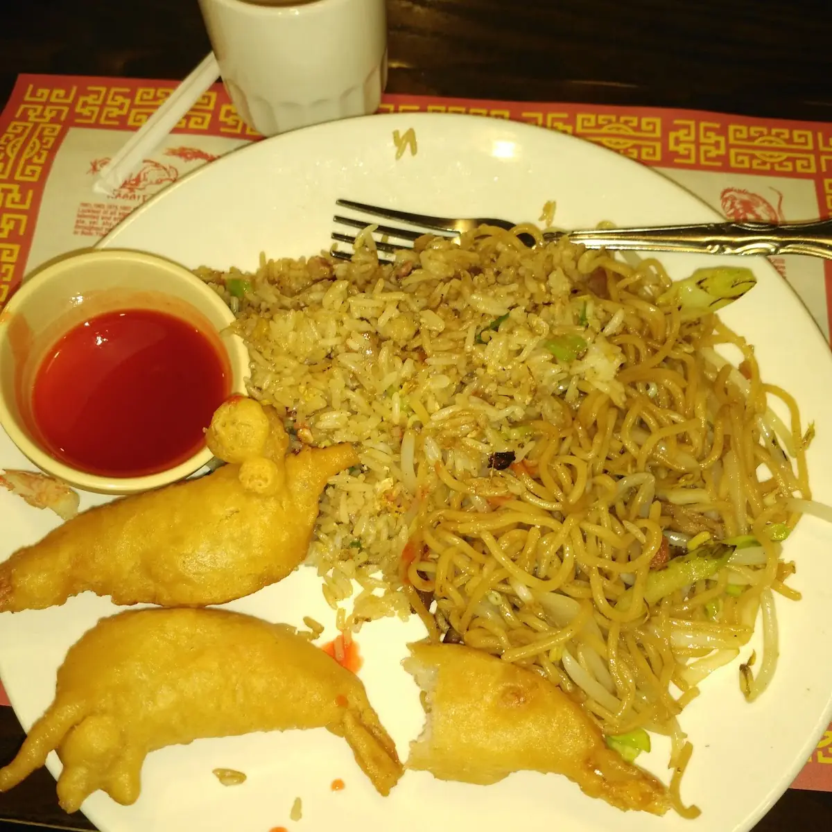 Egg Roll and Fried Shrimp