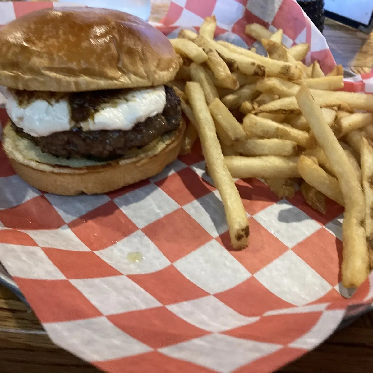 Grass Fed Burger Fries & a Drink