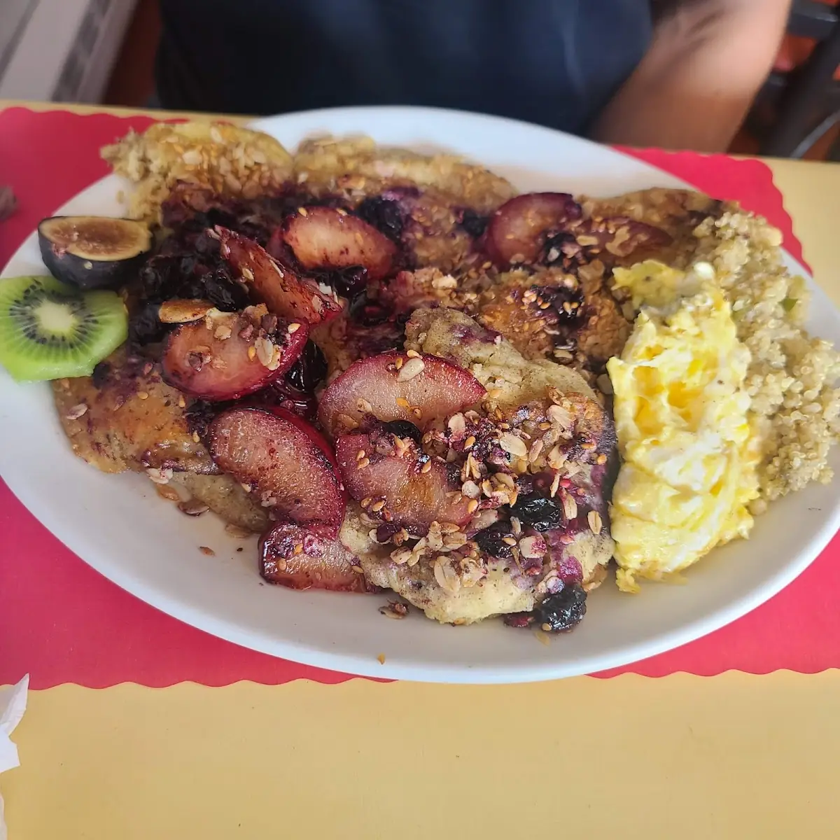 Plum and Blueberry Pancakes