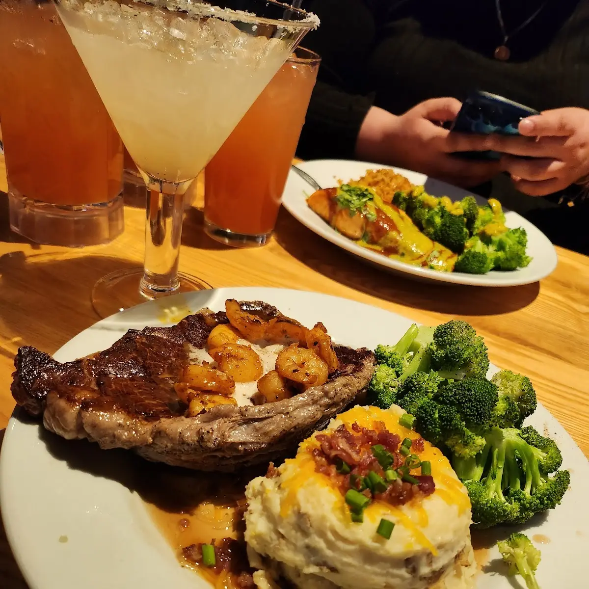 Sirloin Loaded Mashed Potatoes and Steamed Broccoli