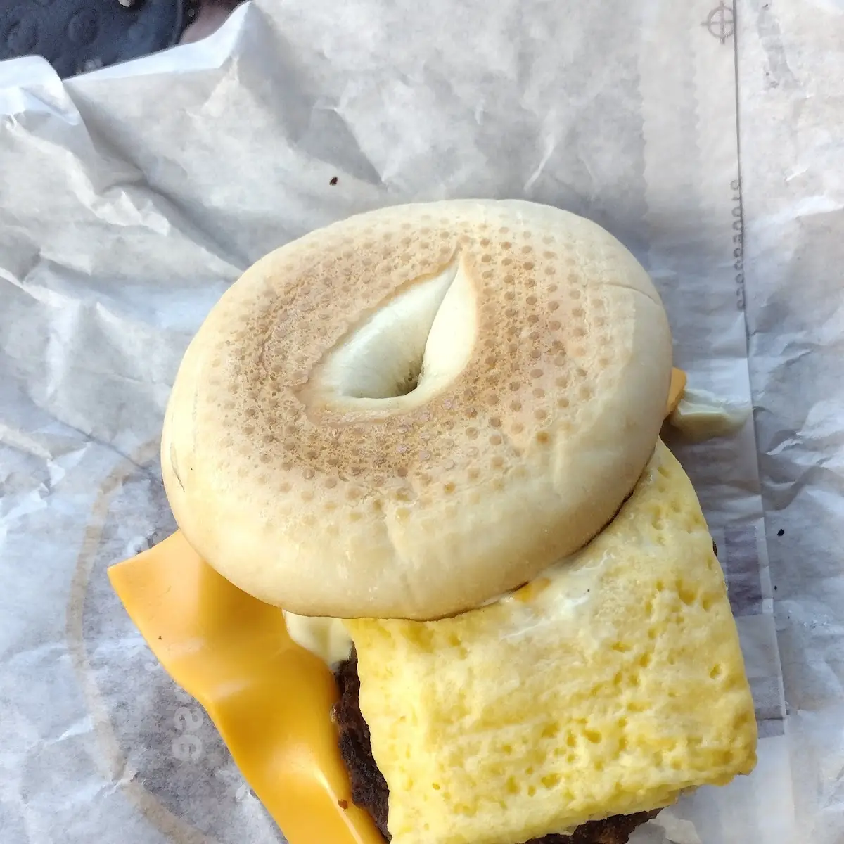 Steak Egg Cheese on Plain Bagel