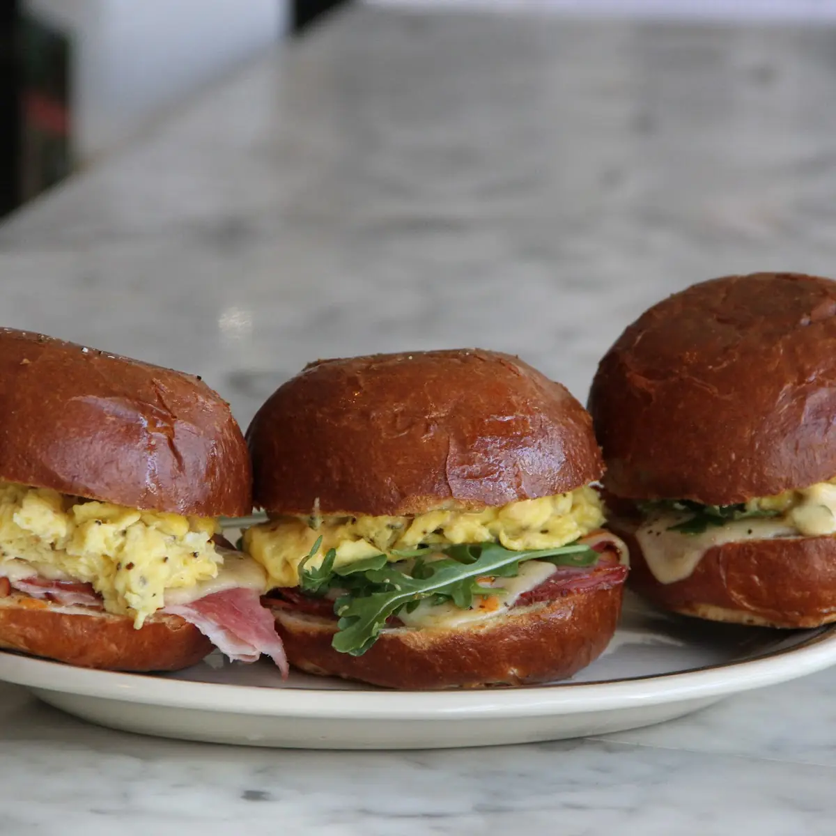 Crombled Egg & Cheese Sandwich on Brioche