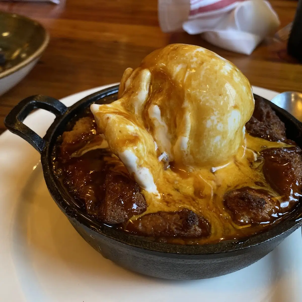 Salted Caramel Bread Pudding with Local Cloverleaf Vanilla Ice Cream Enough Said