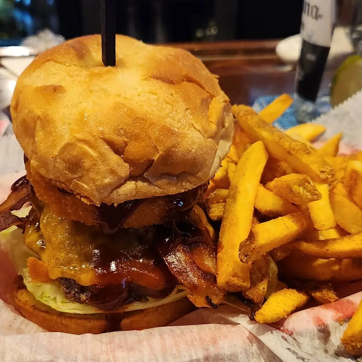 Bacon Cheddar Burger and Fries