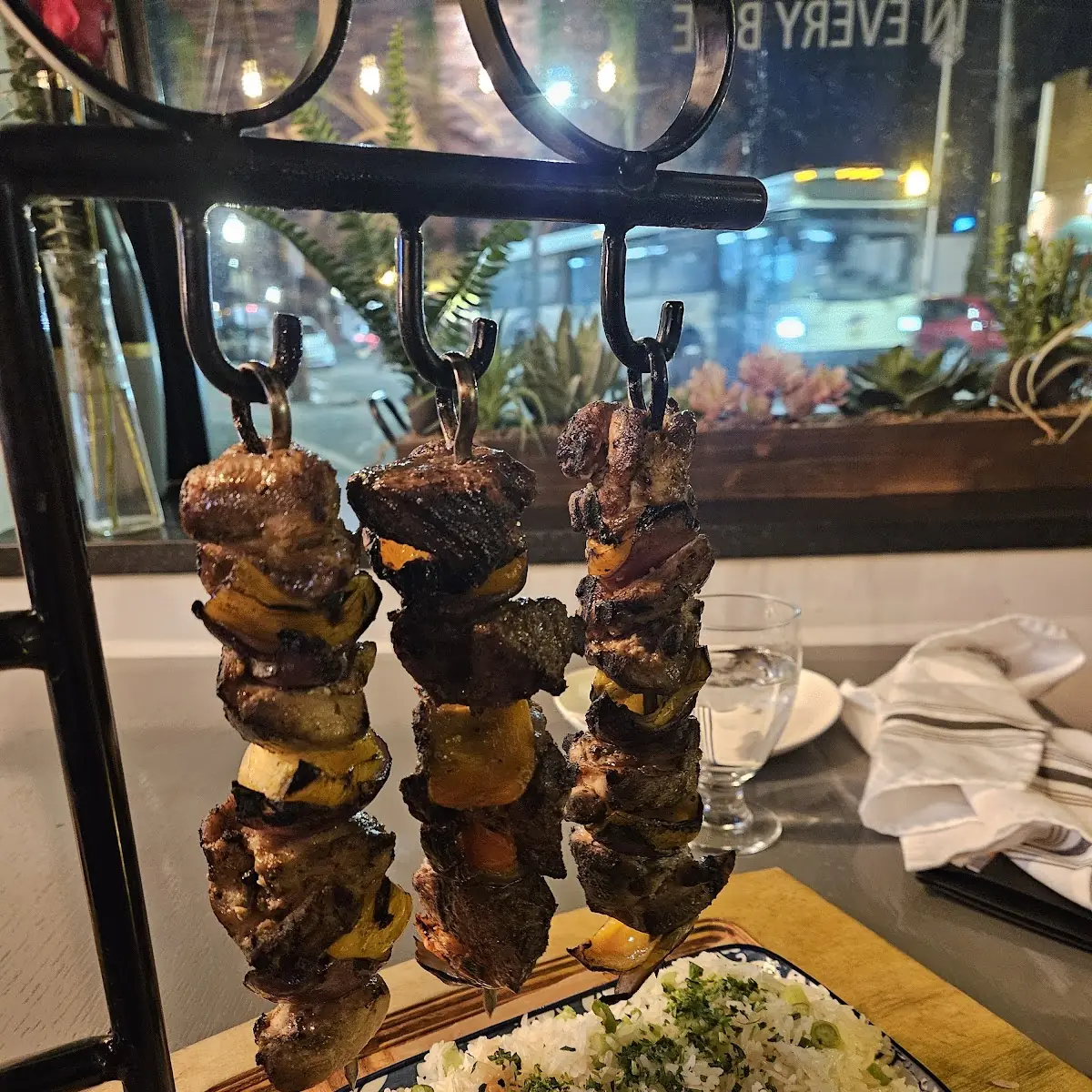 Grilled Chicken & Lamb Hanging Skewers