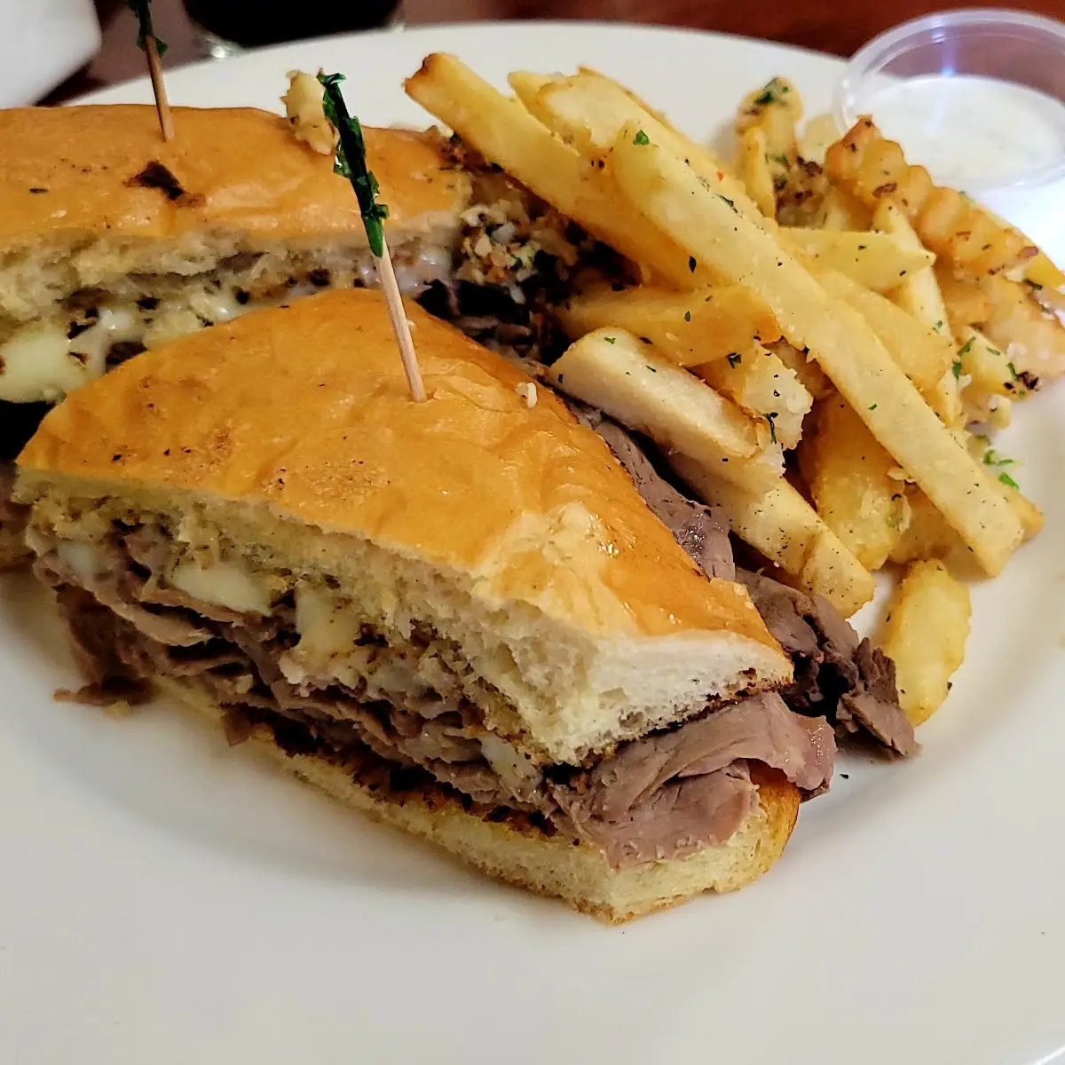 French Dip on Garlic Bread